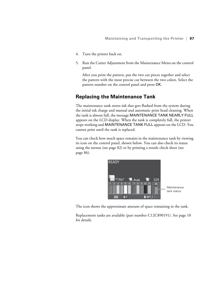 Replacing the maintenance tank | E-Tech STYLUS Pro WT7900 User Manual | Page 97 / 136