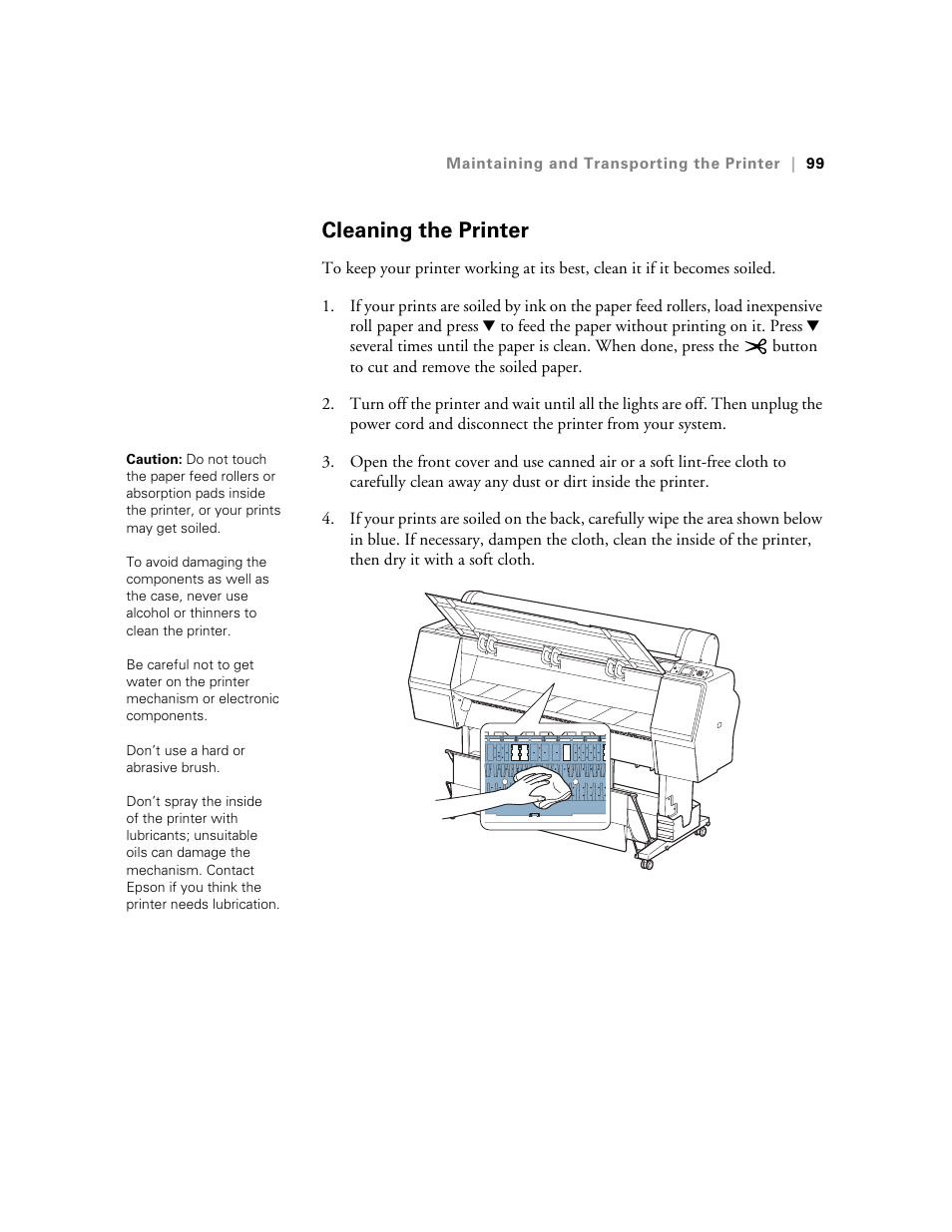 Cleaning the printer | E-Tech STYLUS Pro WT7900 User Manual | Page 99 / 136