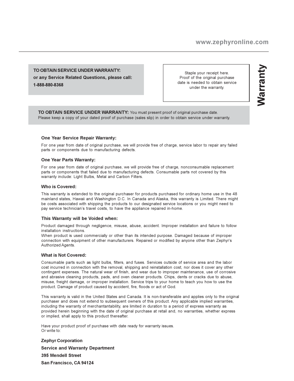 Warranty | ELICA EAT-E42ASX User Manual | Page 17 / 20