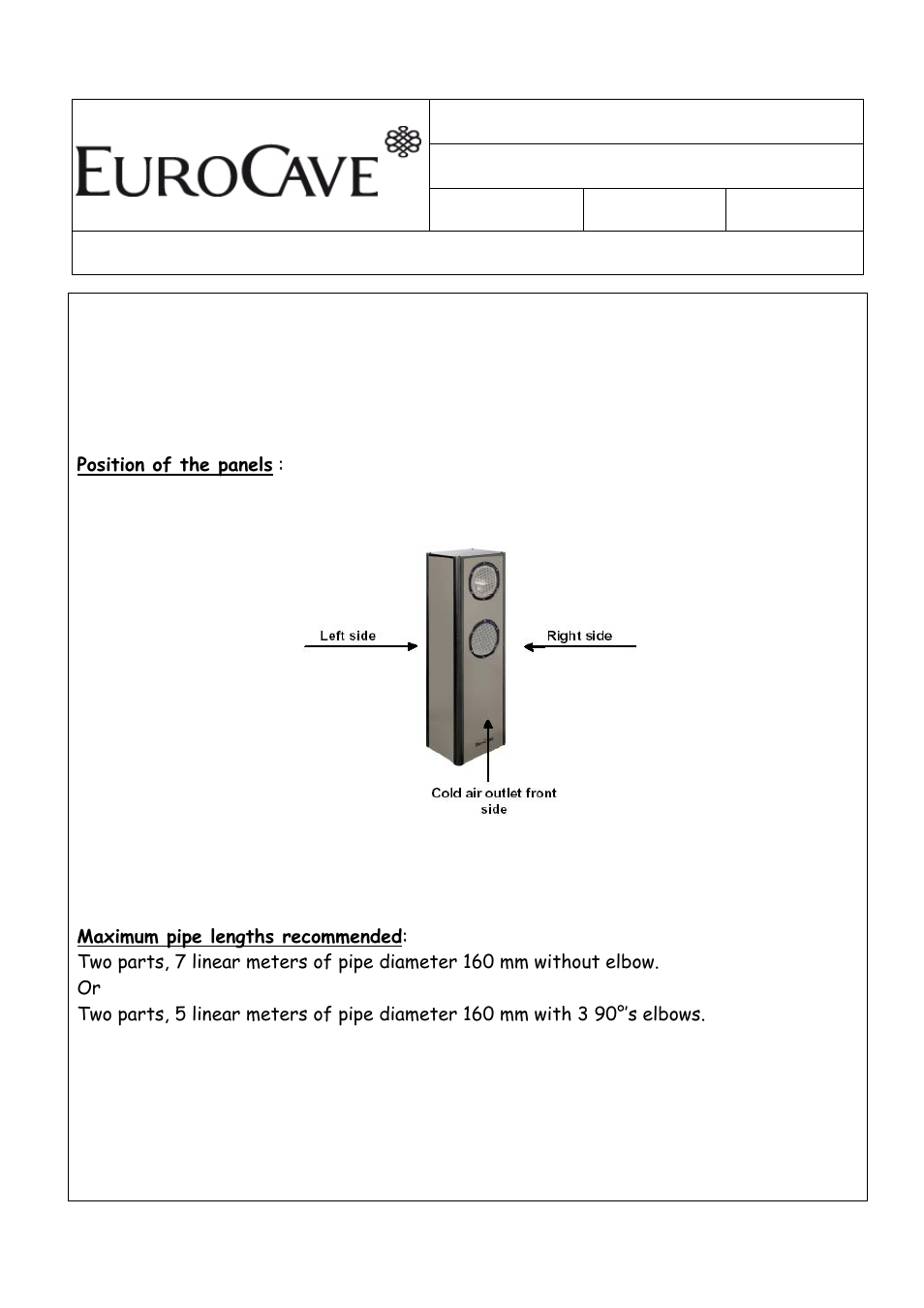 After sales department, Subject: inoa-technical datas and tubing | Eurocave INOA 50 User Manual | Page 12 / 25