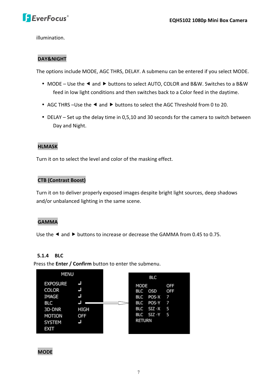 EverFocus Mini Box Camera EQH5102 User Manual | Page 11 / 18