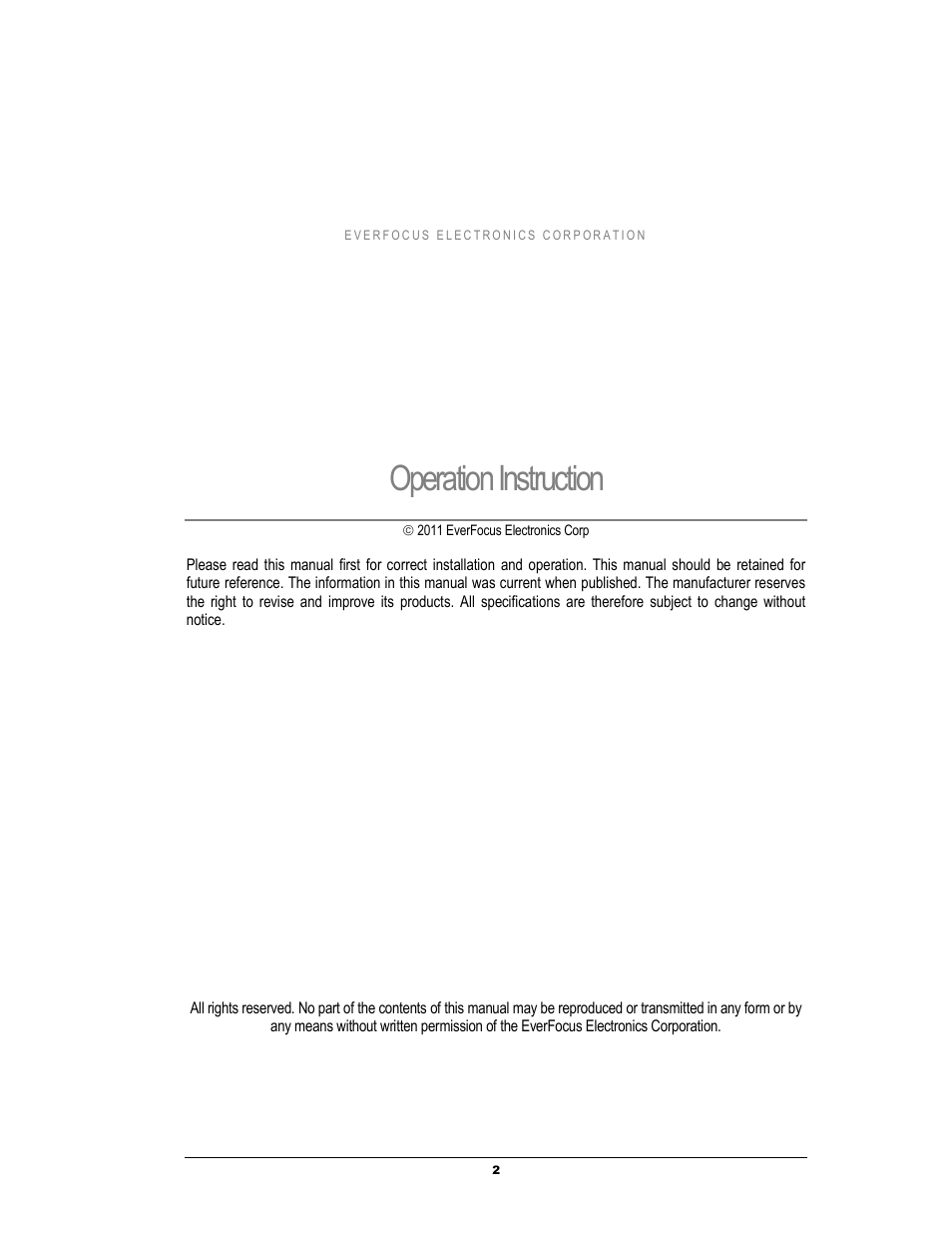 Operation instruction | EverFocus EZH5040 User Manual | Page 2 / 24