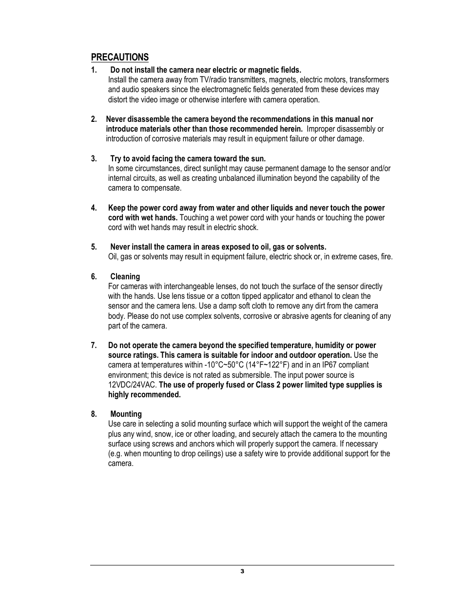 Precautions | EverFocus EZH5040 User Manual | Page 3 / 24