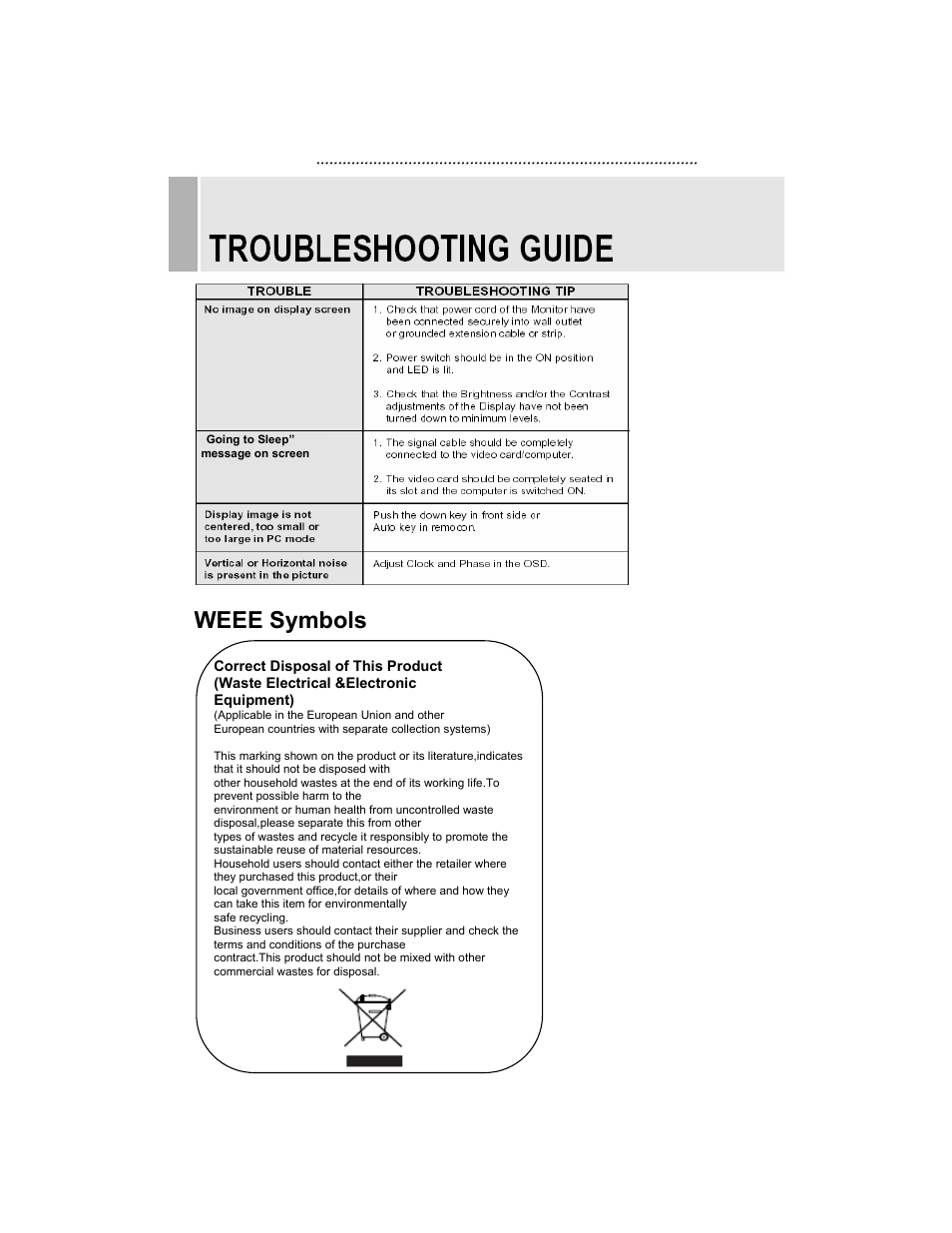 Weee symbols | EverFocus TFT EN-7519E User Manual | Page 26 / 27