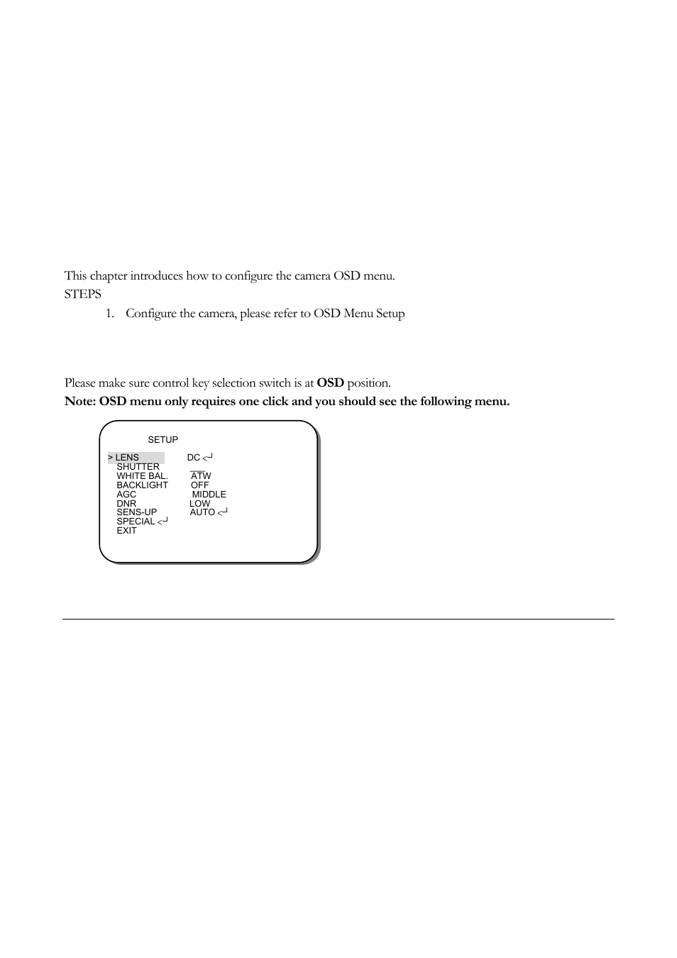 Osd menu & configuration, 1 osd menu setup, Chapter | EverFocus ED560 User Manual | Page 28 / 47