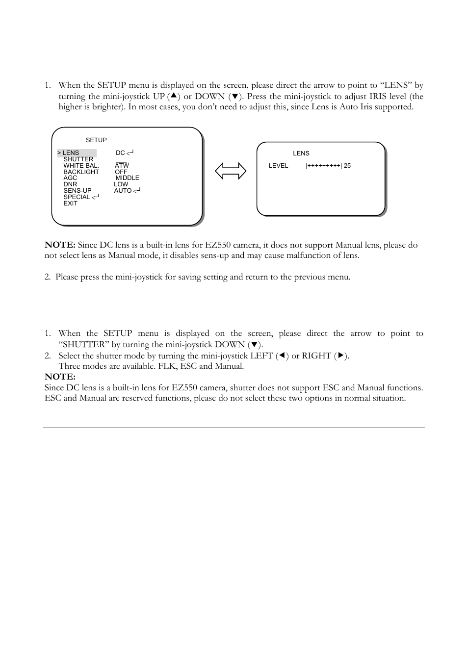 1 lens, 2 shutter | EverFocus ED560 User Manual | Page 29 / 47