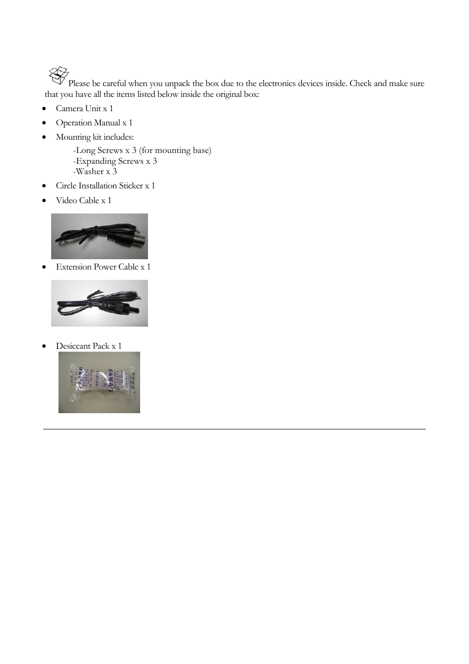2 accessory parts list | EverFocus ED560 User Manual | Page 8 / 47