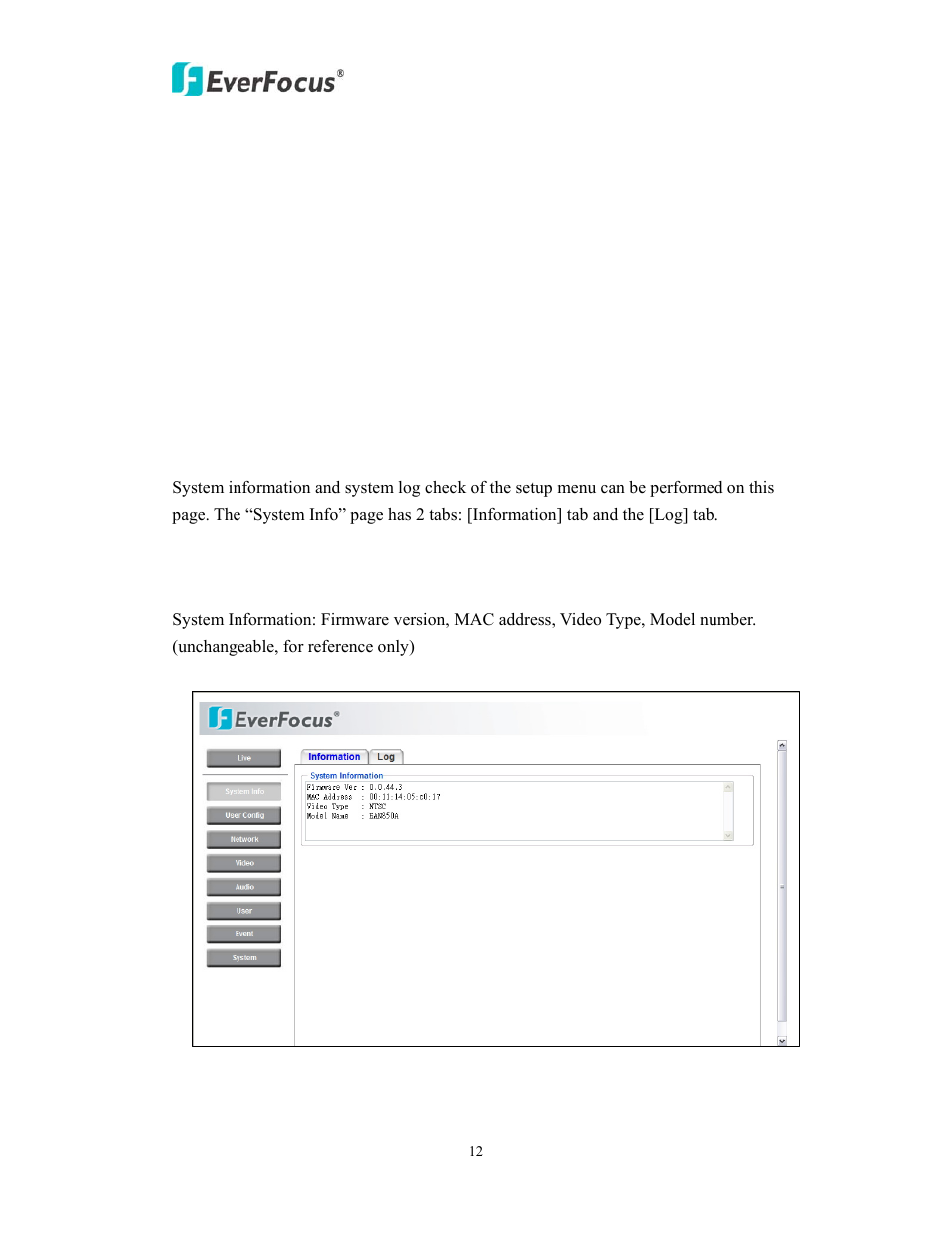EverFocus EAN EDN850H User Manual | Page 12 / 60