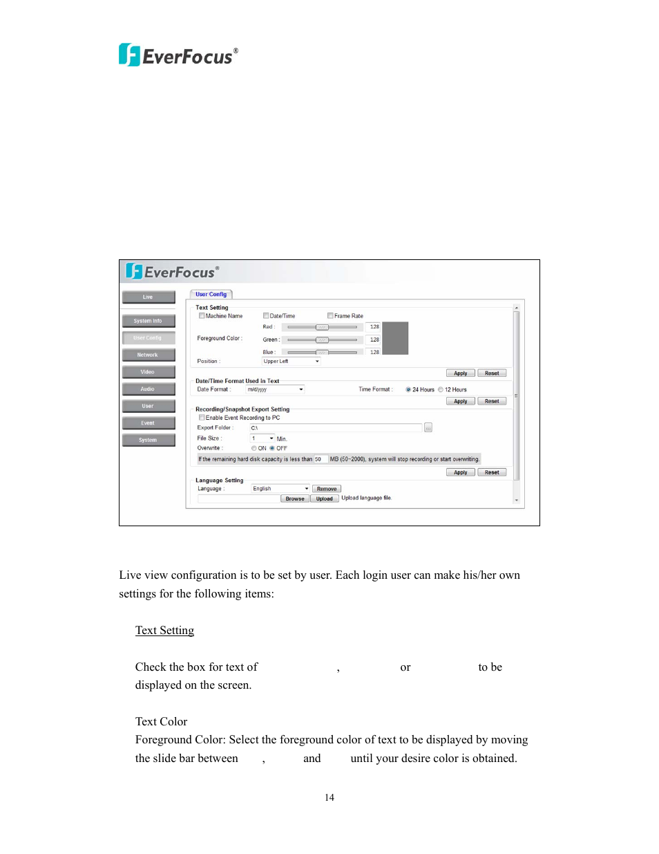 2 user config | EverFocus EAN EDN850H User Manual | Page 14 / 60
