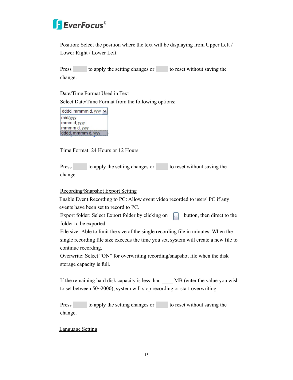 EverFocus EAN EDN850H User Manual | Page 15 / 60