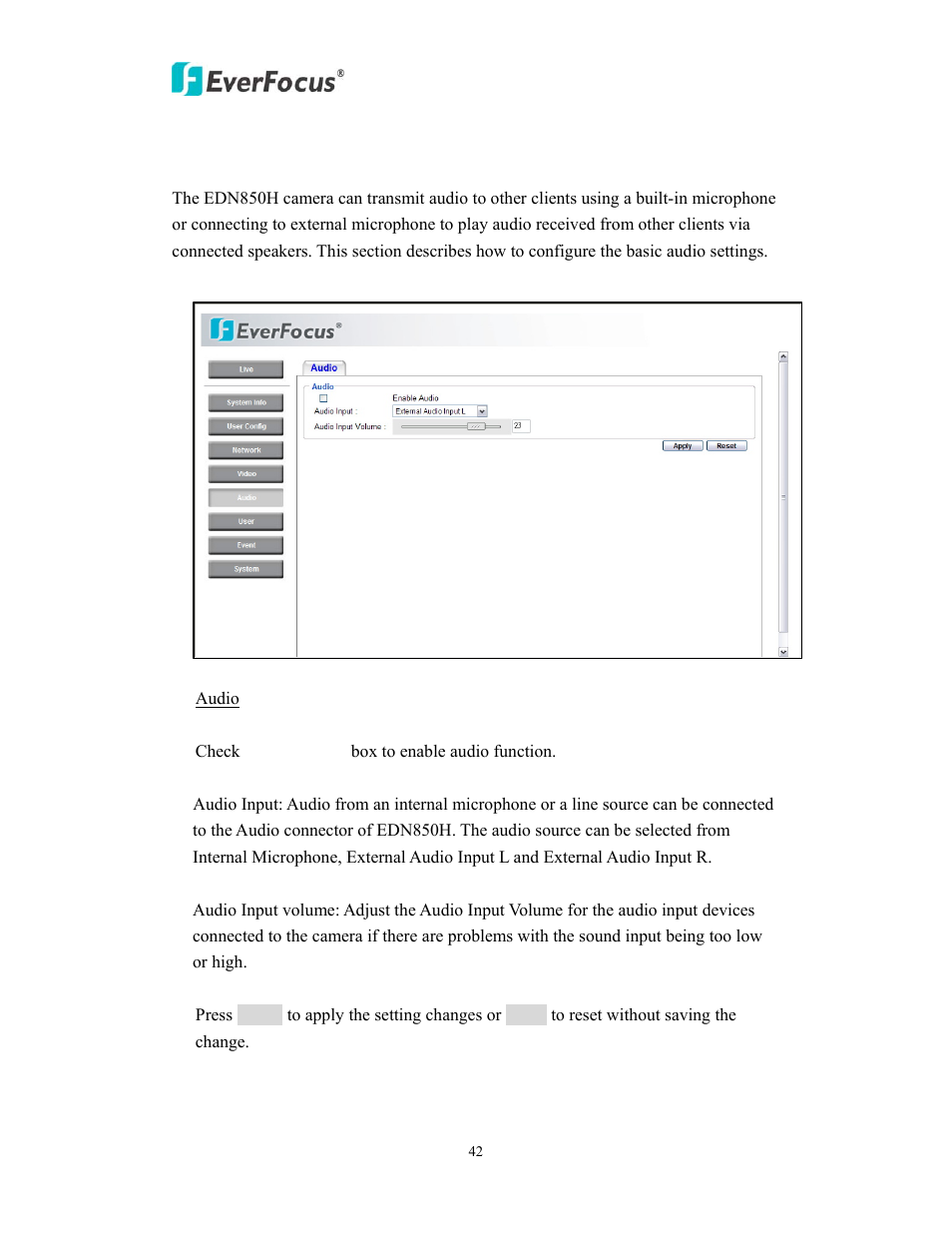 5 audio | EverFocus EAN EDN850H User Manual | Page 42 / 60