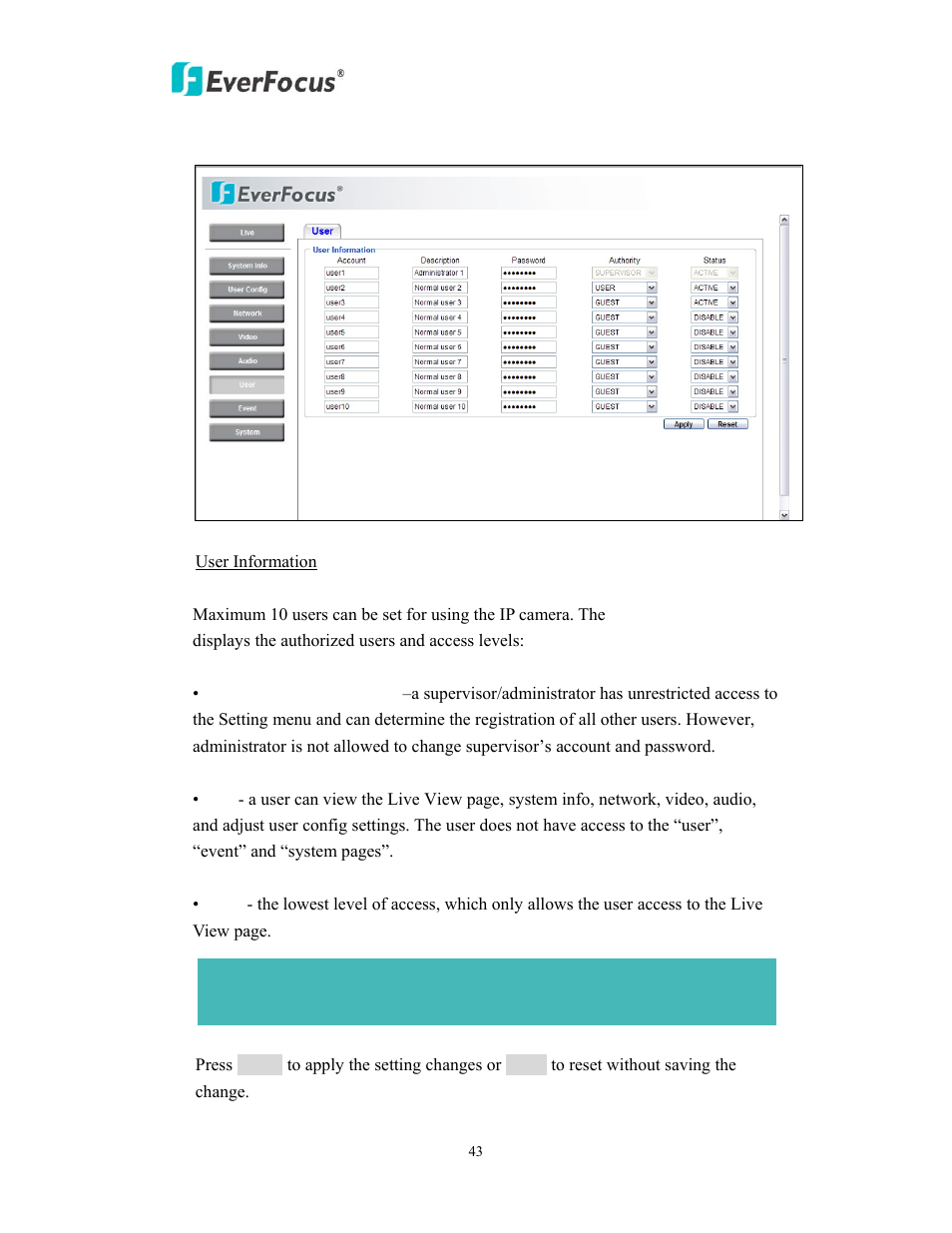 EverFocus EAN EDN850H User Manual | Page 43 / 60