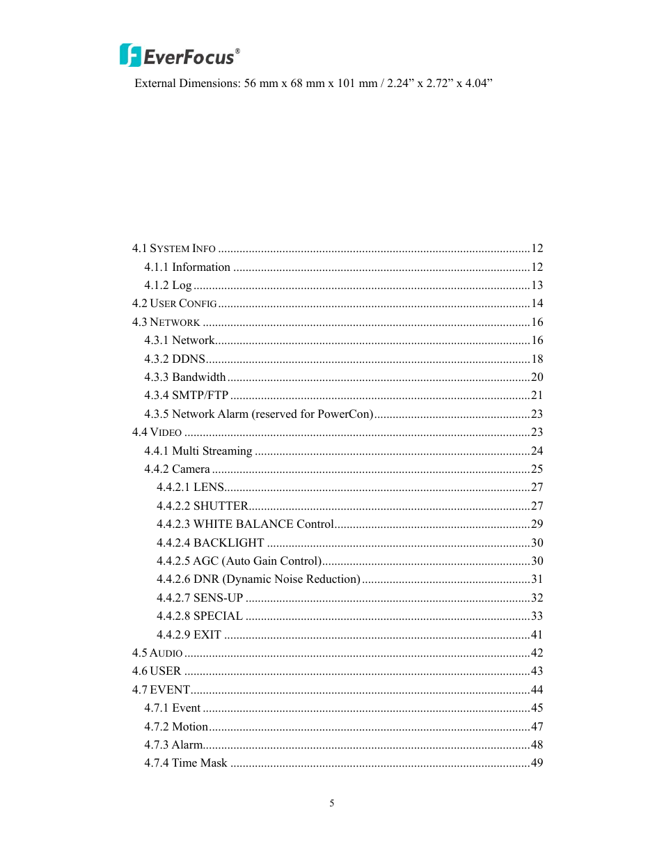 EverFocus EAN EDN850H User Manual | Page 5 / 60