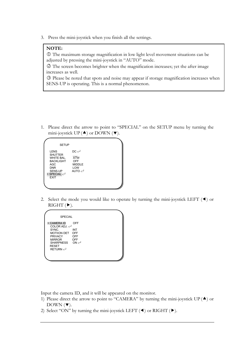 8 special, 1 camera id | EverFocus EZ550 User Manual | Page 33 / 44
