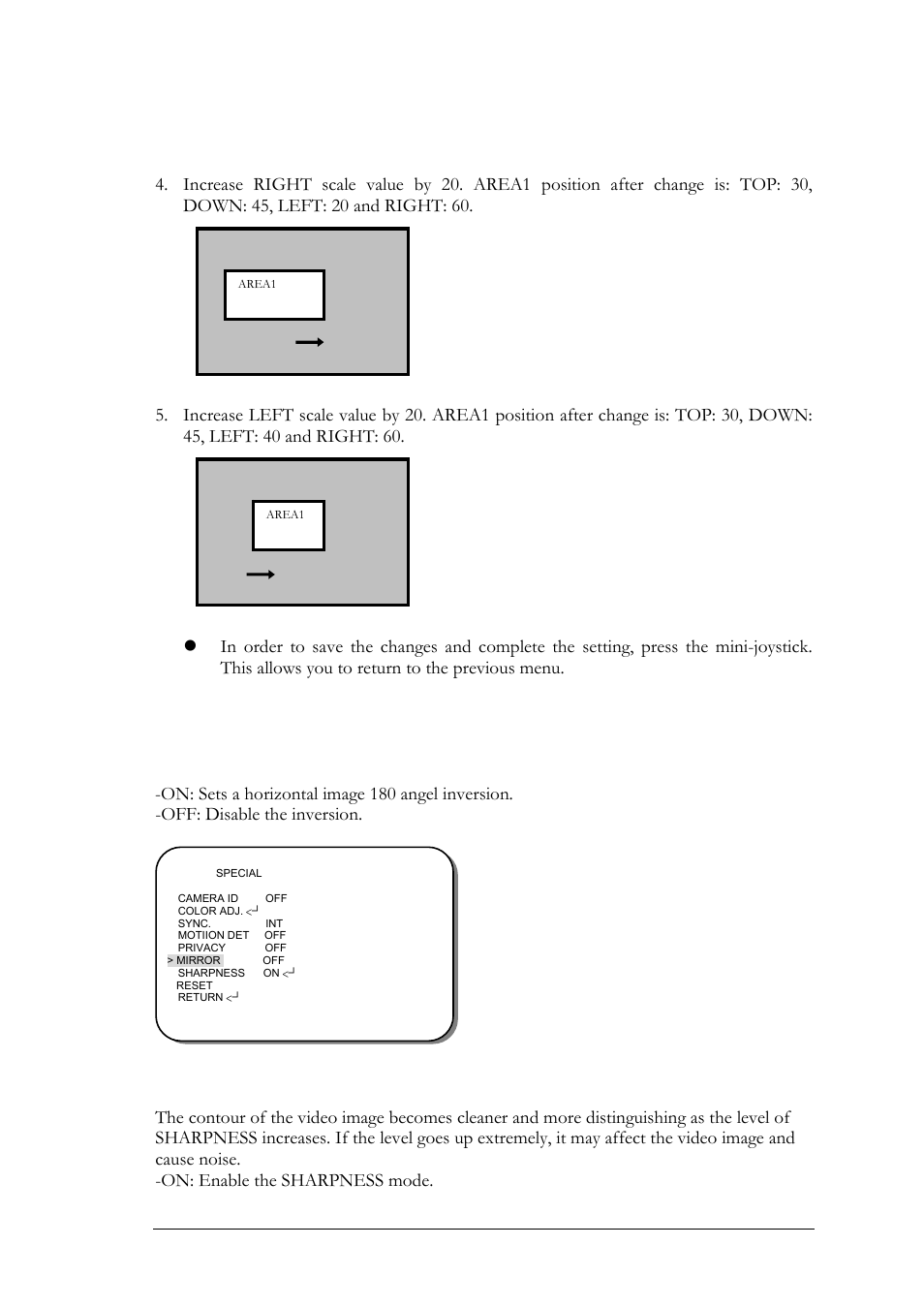6 mirror, 7 sharpness | EverFocus EZ550 User Manual | Page 39 / 44