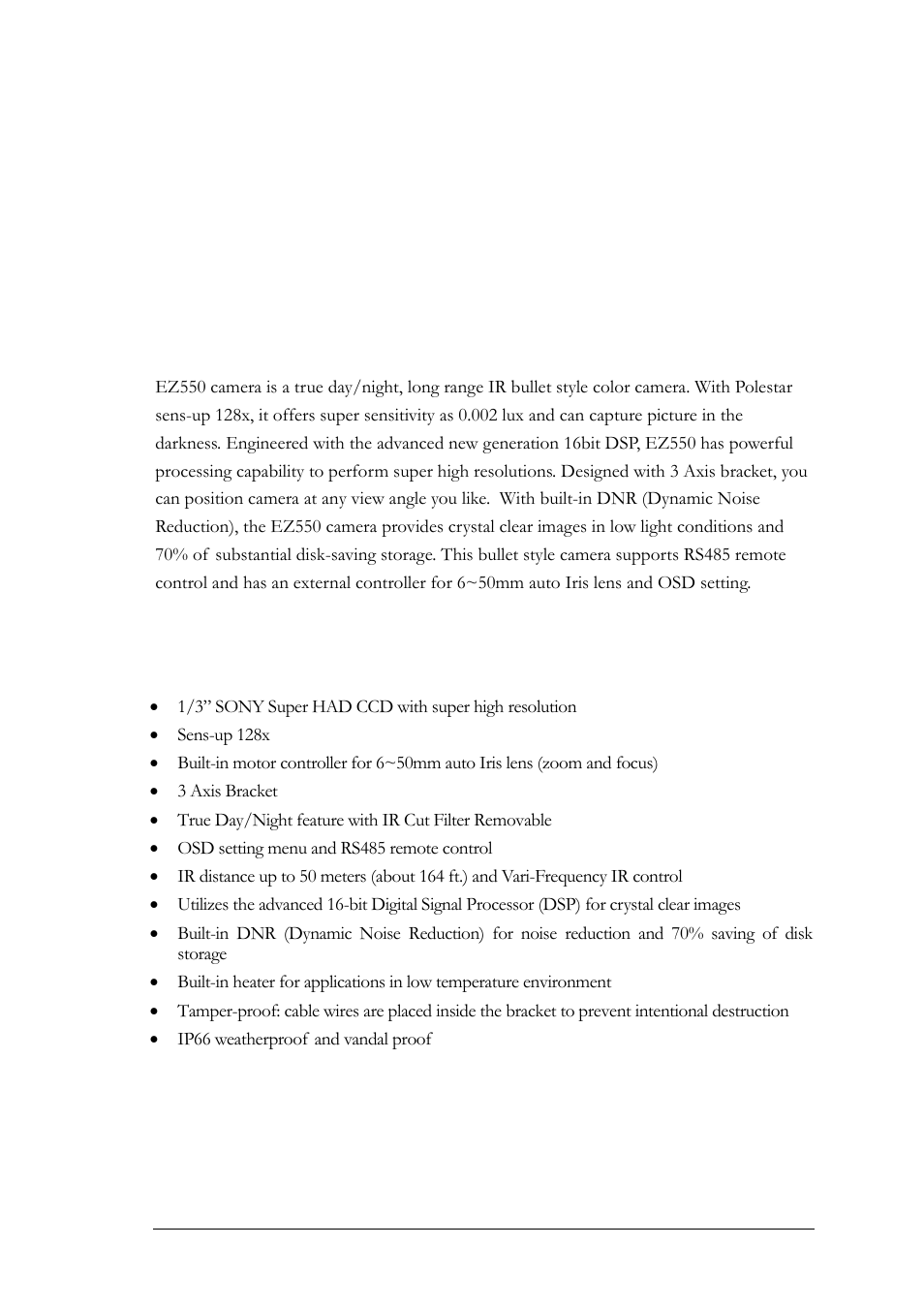 Product overview, 1 features | EverFocus EZ550 User Manual | Page 6 / 44