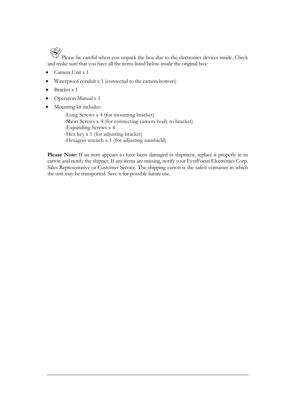 2 accessory parts list | EverFocus EZ550 User Manual | Page 7 / 44