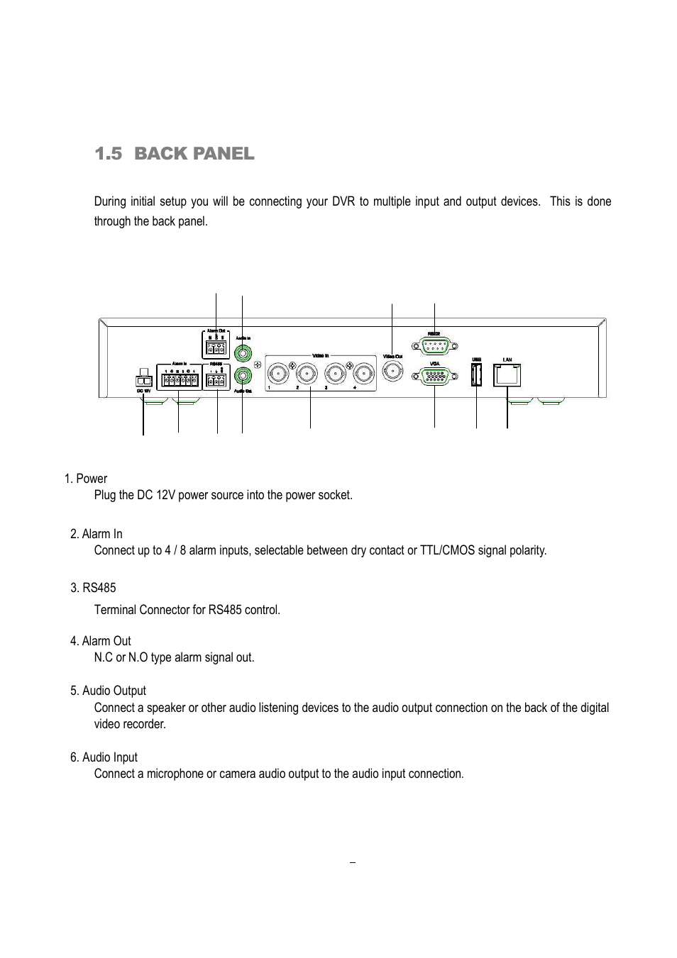 5 back panel | EverFocus EDVR 16D1 User Manual | Page 14 / 105