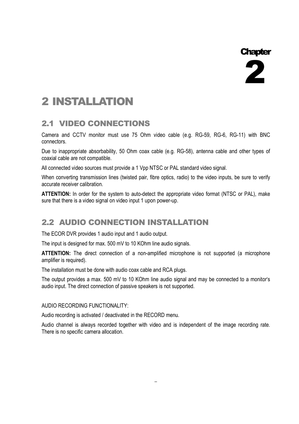 2installation, Chapter | EverFocus EDVR 16D1 User Manual | Page 16 / 105