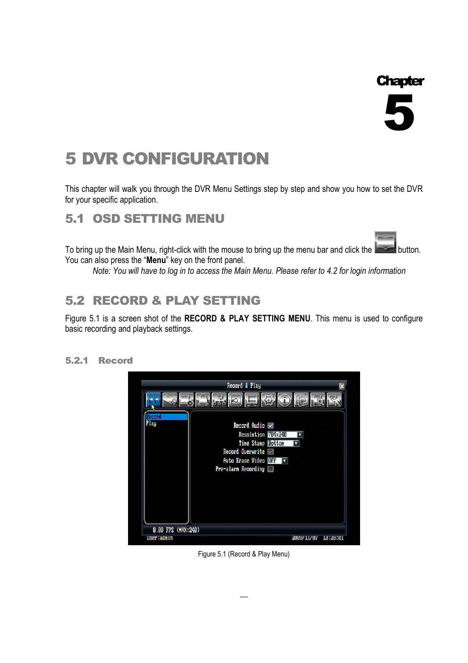 5dvr configuration, Chapter | EverFocus EDVR 16D1 User Manual | Page 39 / 105