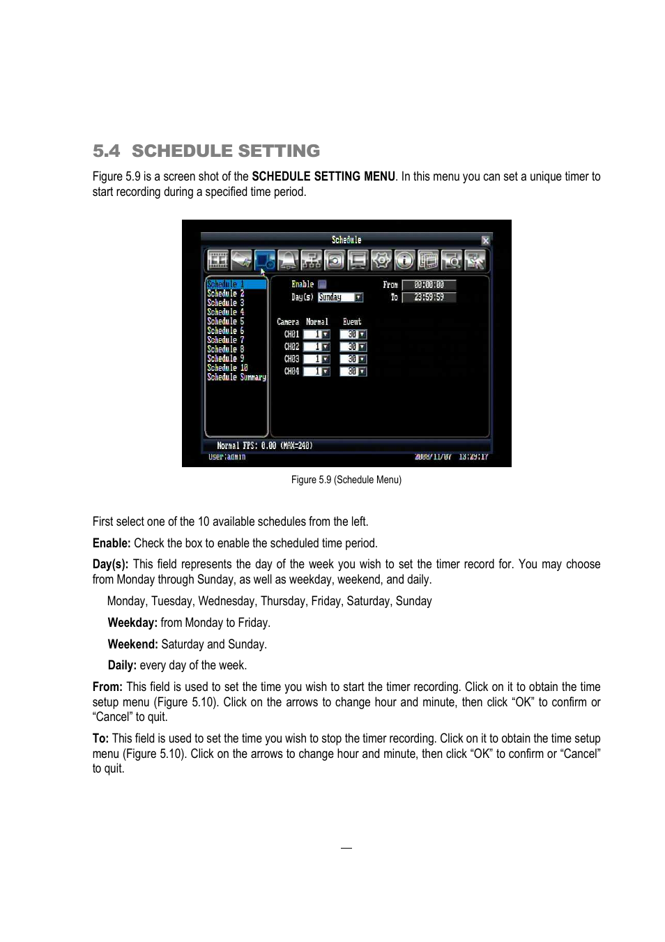 4 schedule setting | EverFocus EDVR 16D1 User Manual | Page 47 / 105