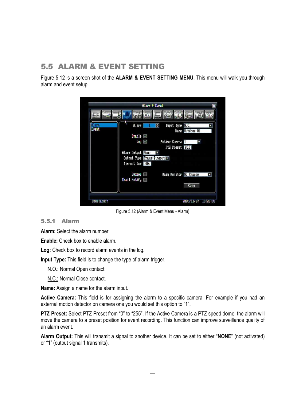 5 alarm & event setting | EverFocus EDVR 16D1 User Manual | Page 49 / 105
