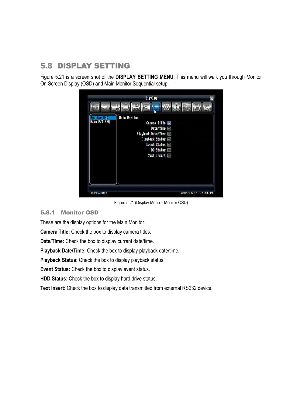 8 display setting | EverFocus EDVR 16D1 User Manual | Page 59 / 105