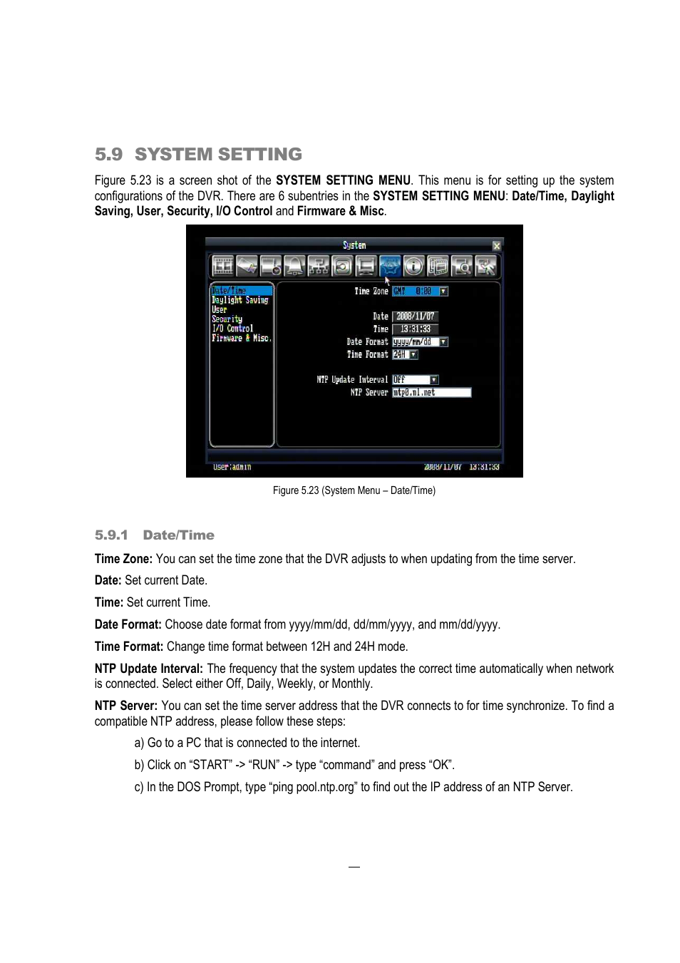 9 system setting | EverFocus EDVR 16D1 User Manual | Page 61 / 105