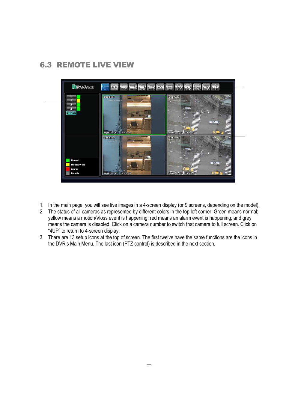 3 remote live view | EverFocus EDVR 16D1 User Manual | Page 76 / 105