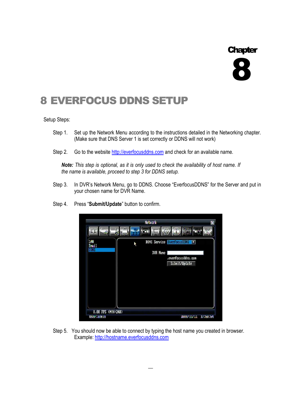8everfocus ddns setup, Chapter | EverFocus EDVR 16D1 User Manual | Page 92 / 105