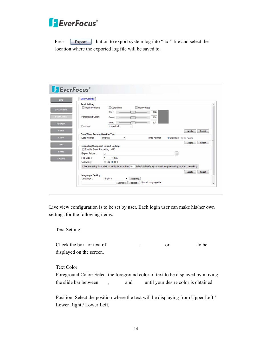 2 user config | EverFocus EAN850A User Manual | Page 14 / 60
