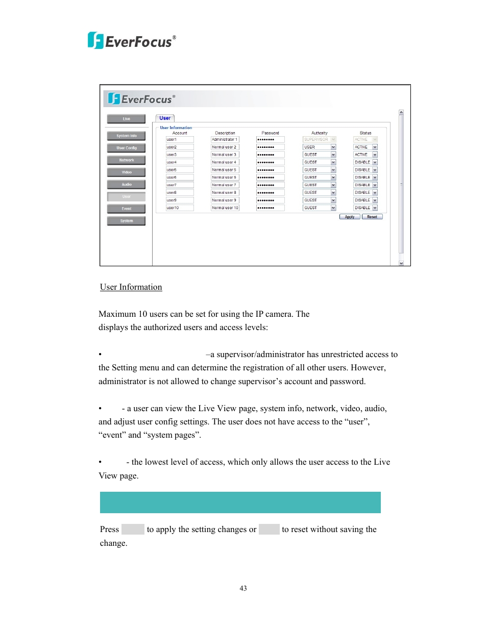 EverFocus EAN850A User Manual | Page 43 / 60