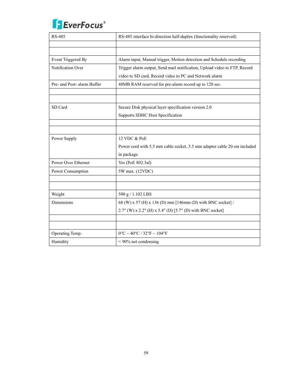 EverFocus EAN850A User Manual | Page 59 / 60