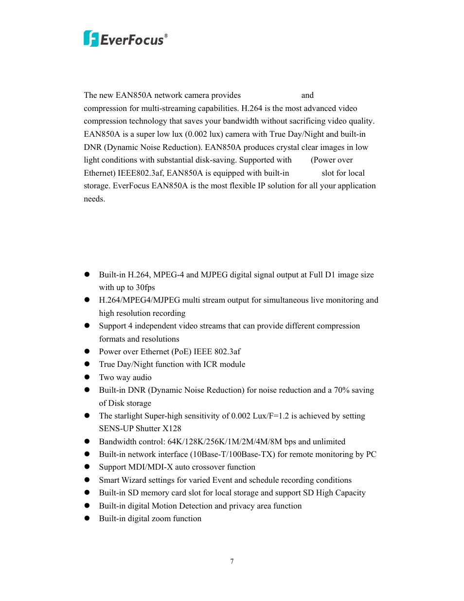 Introduction, Features | EverFocus EAN850A User Manual | Page 7 / 60