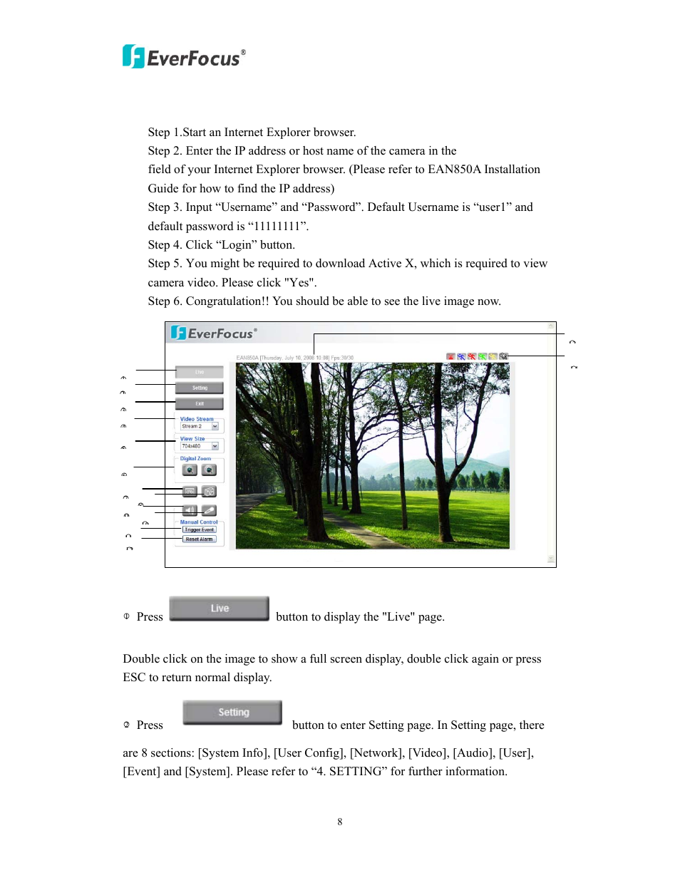 Accessing the camera menu | EverFocus EAN850A User Manual | Page 8 / 60