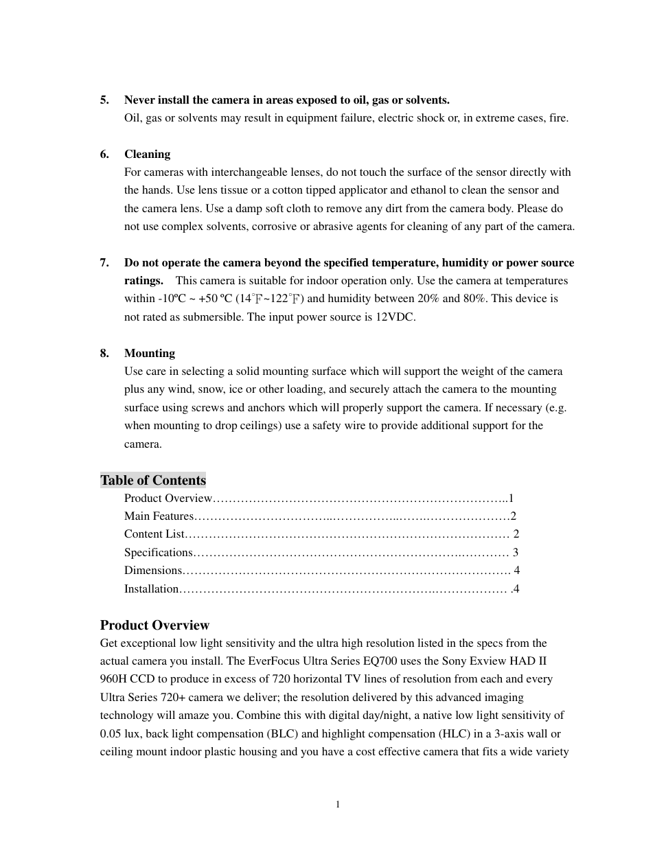 EverFocus ED700 User Manual | Page 2 / 7