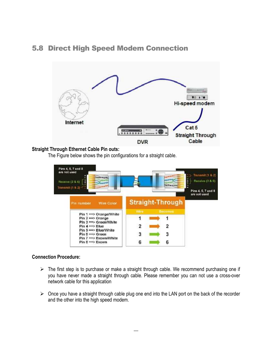 8 direct high speed modem connection | EverFocus ECOR264-4D1 User Manual | Page 100 / 128