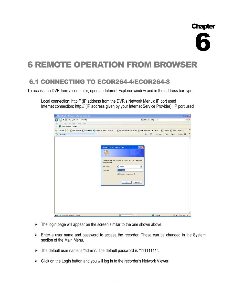 6 remote operation from browser, Chapter | EverFocus ECOR264-4D1 User Manual | Page 105 / 128