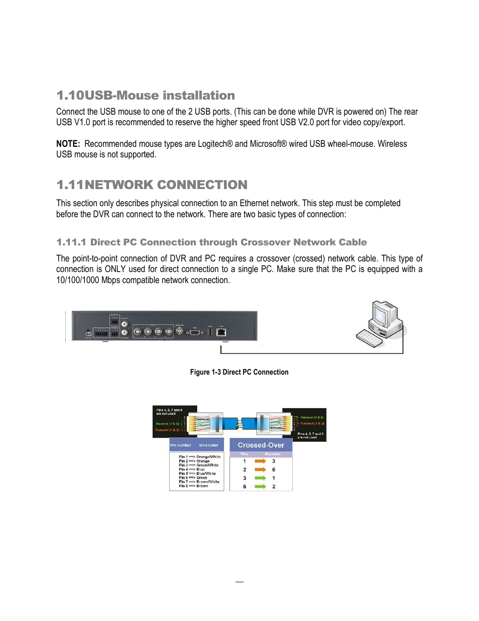 10 usb-mouse installation, 11 network connection | EverFocus ECOR264-4D1 User Manual | Page 19 / 128