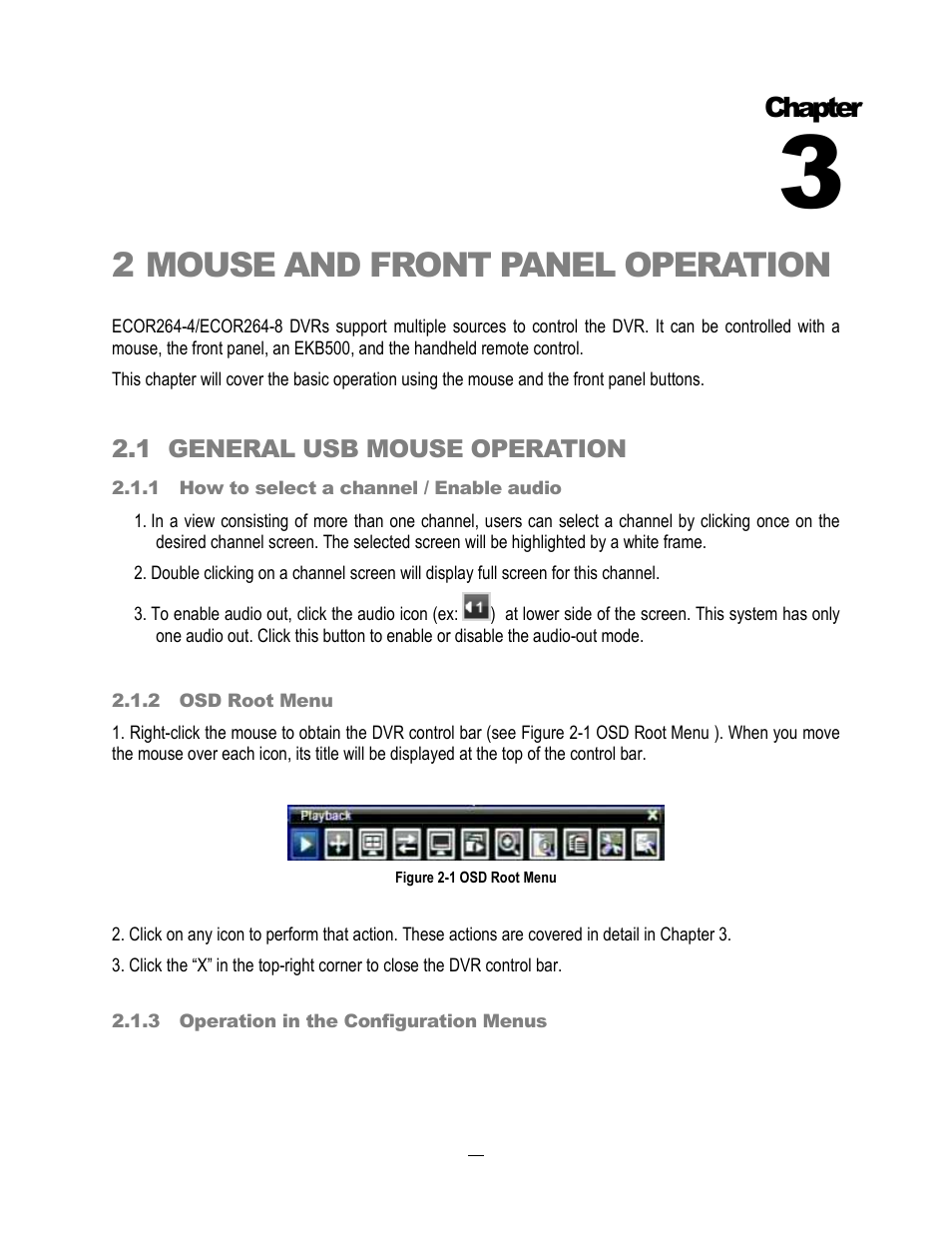 2mouse and front panel operation, Chapter | EverFocus ECOR264-4D1 User Manual | Page 21 / 128