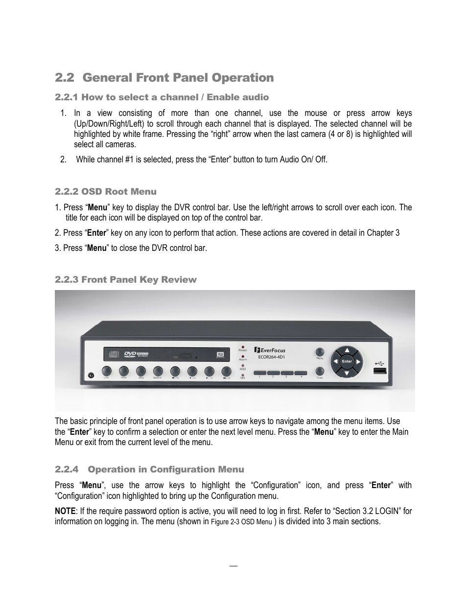 2 general front panel operation | EverFocus ECOR264-4D1 User Manual | Page 24 / 128