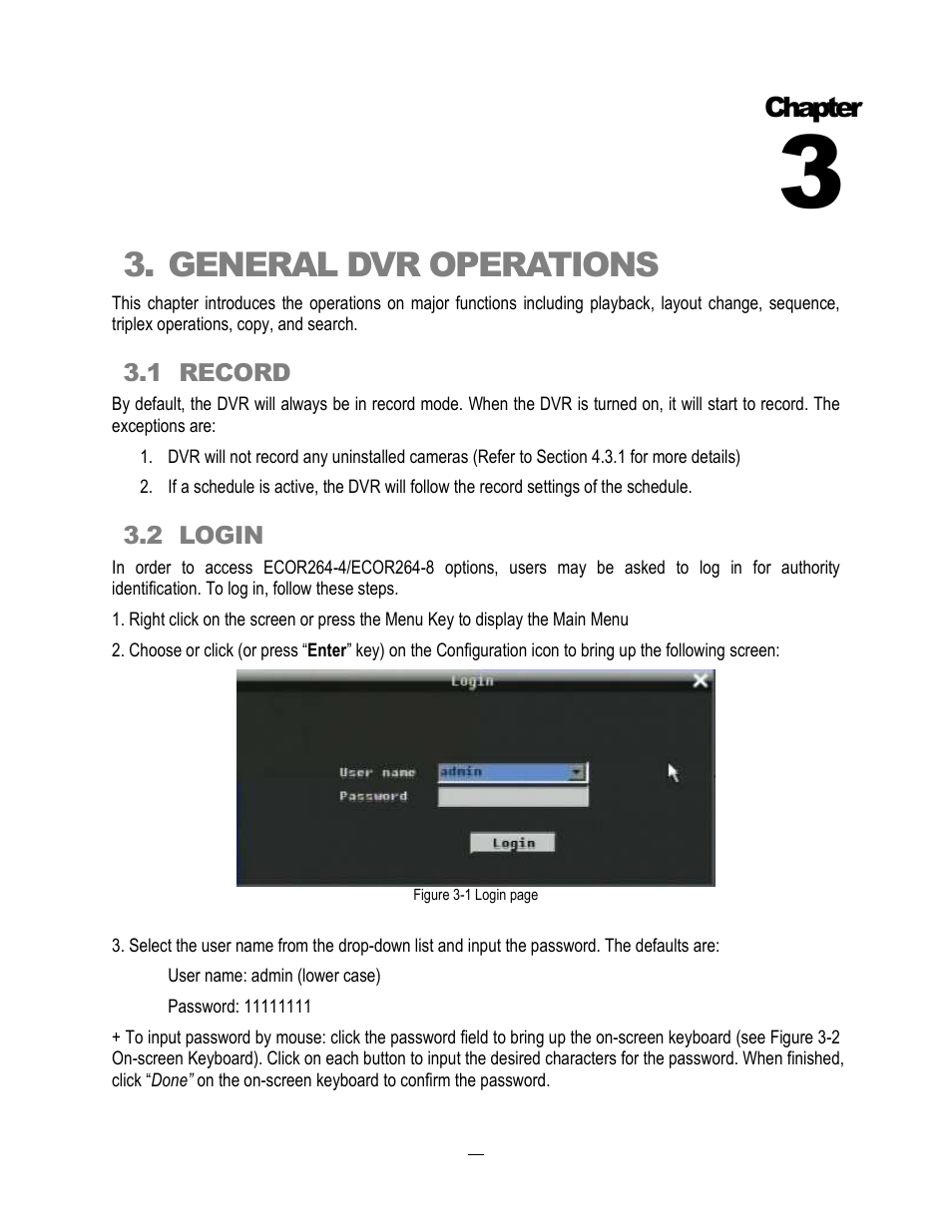 General dvr operations, Chapter | EverFocus ECOR264-4D1 User Manual | Page 27 / 128