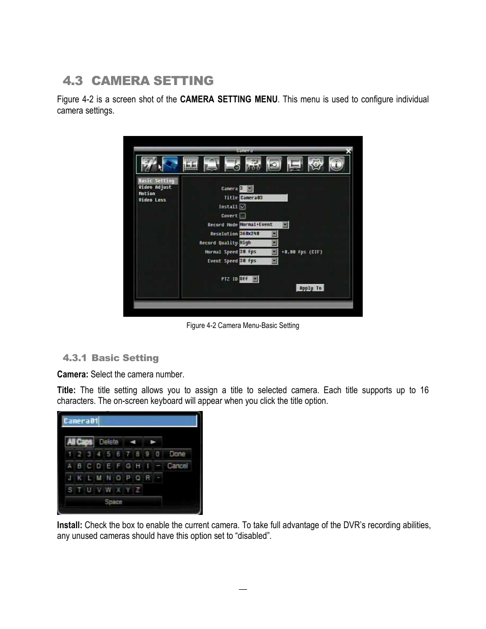3 camera setting | EverFocus ECOR264-4D1 User Manual | Page 43 / 128