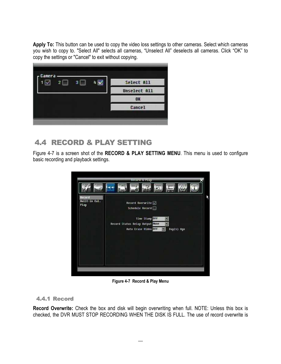 4 record & play setting | EverFocus ECOR264-4D1 User Manual | Page 50 / 128