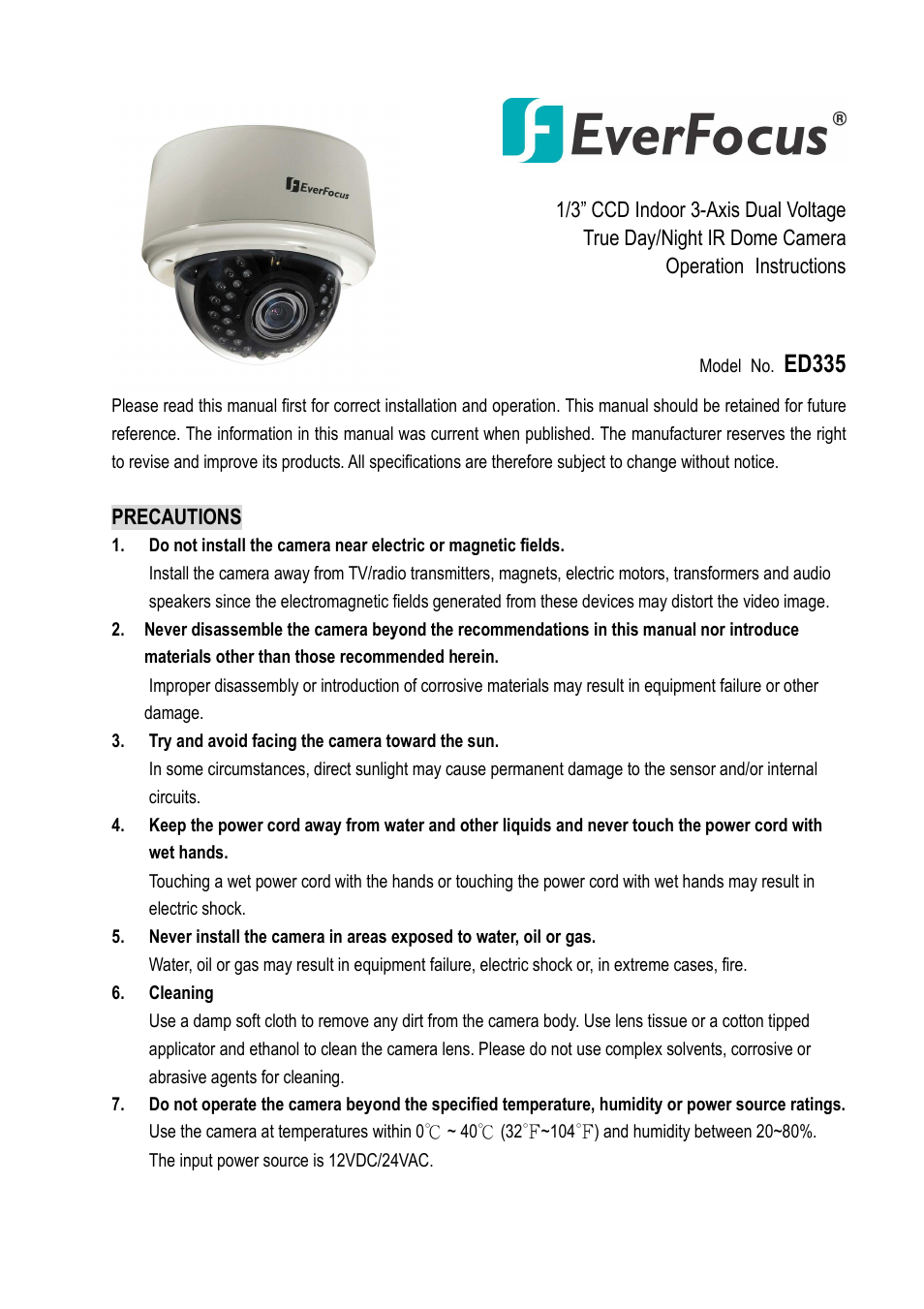 EverFocus ED335 User Manual | 18 pages