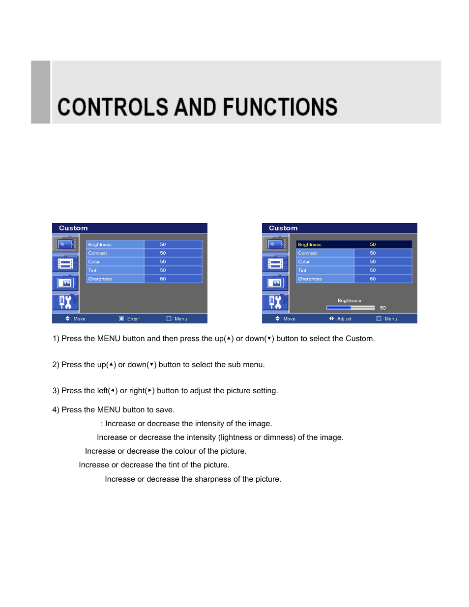 Osd menu description | EverFocus TFT-LCD MONITOR EN-75084C User Manual | Page 11 / 40