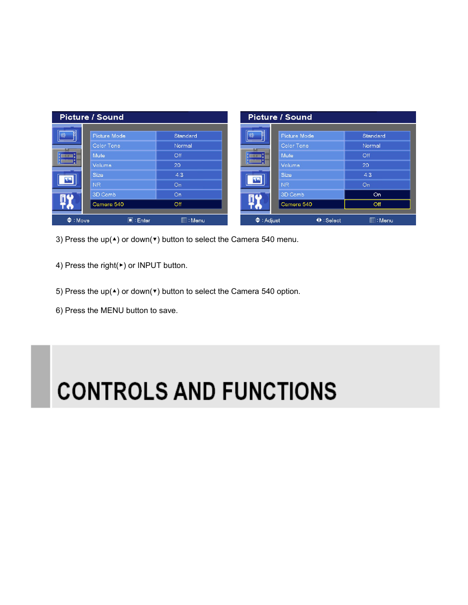 B. picture / sound menu (for pc input) | EverFocus TFT-LCD MONITOR EN-75084C User Manual | Page 17 / 40