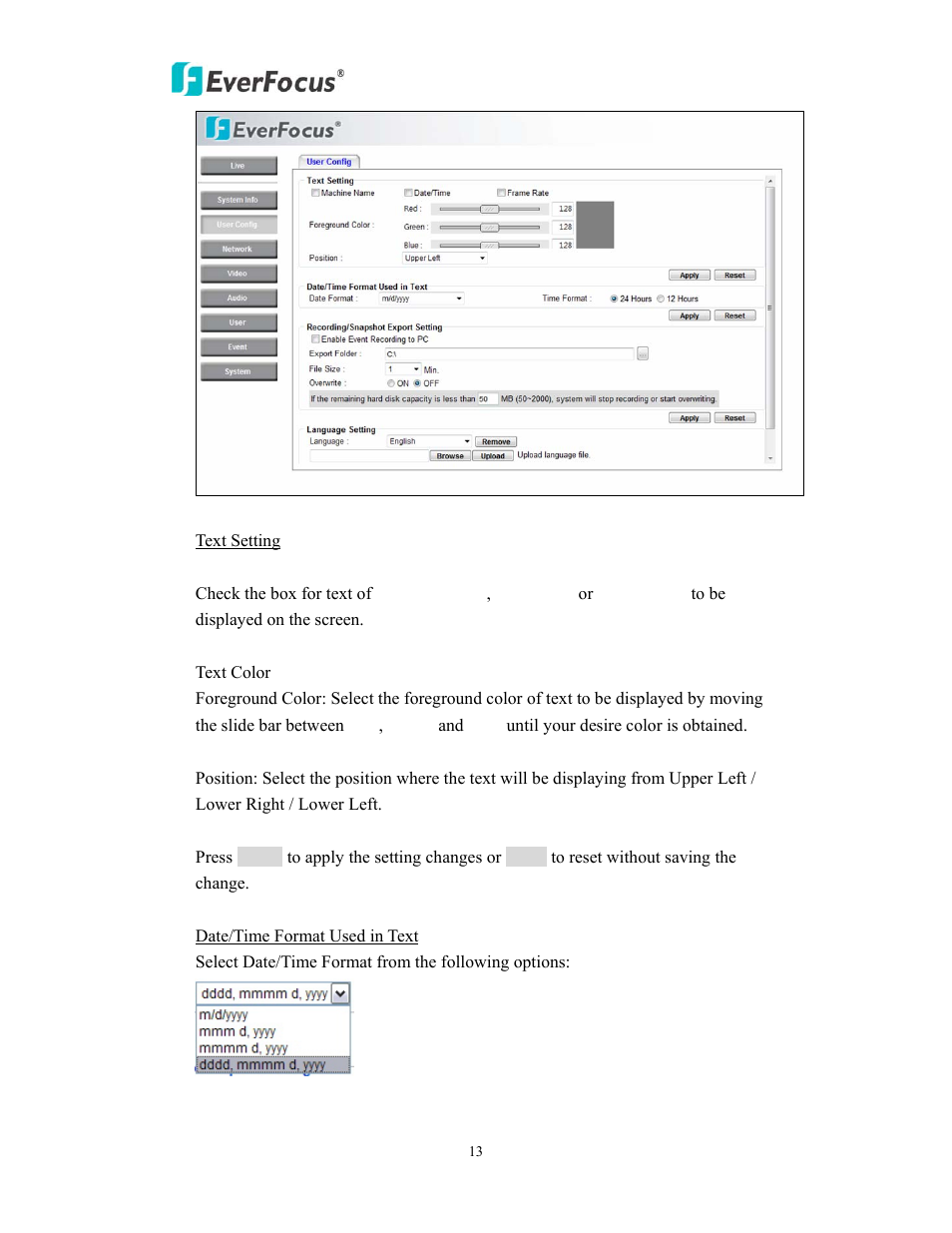 EverFocus EDN800 User Manual | Page 13 / 43