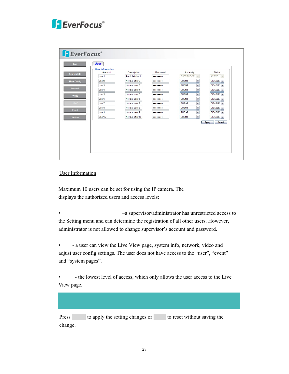 EverFocus EDN800 User Manual | Page 27 / 43