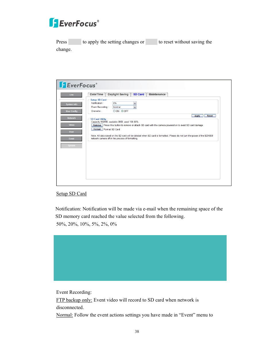 EverFocus EDN800 User Manual | Page 38 / 43